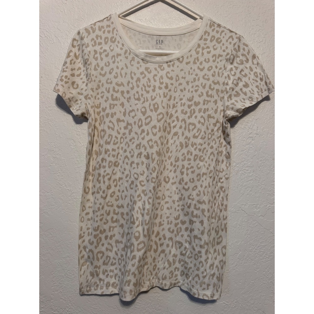 Gap Favorite Tee Womens Medium Neutral Leopard Animal Print Cotton Modal T-Shirt